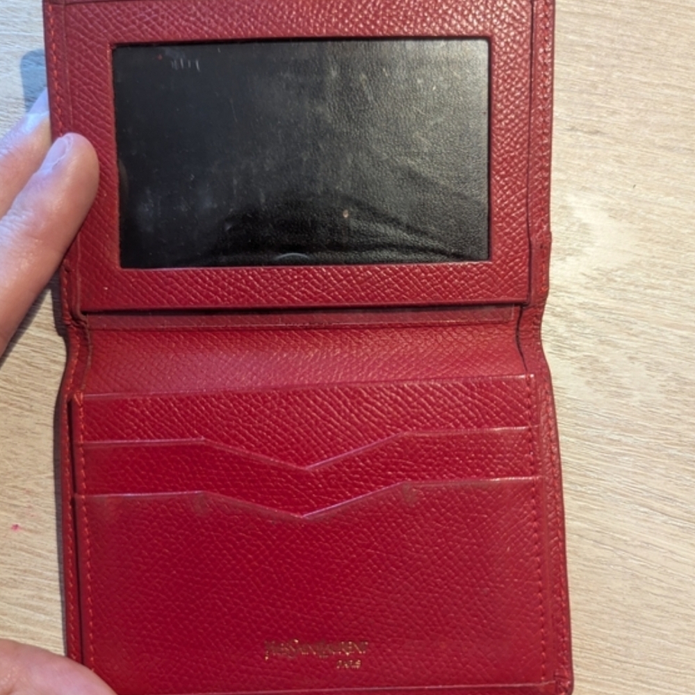 Yves Saint Laurent Red Leather Studded Card Case With COA - Picture 4 of 9